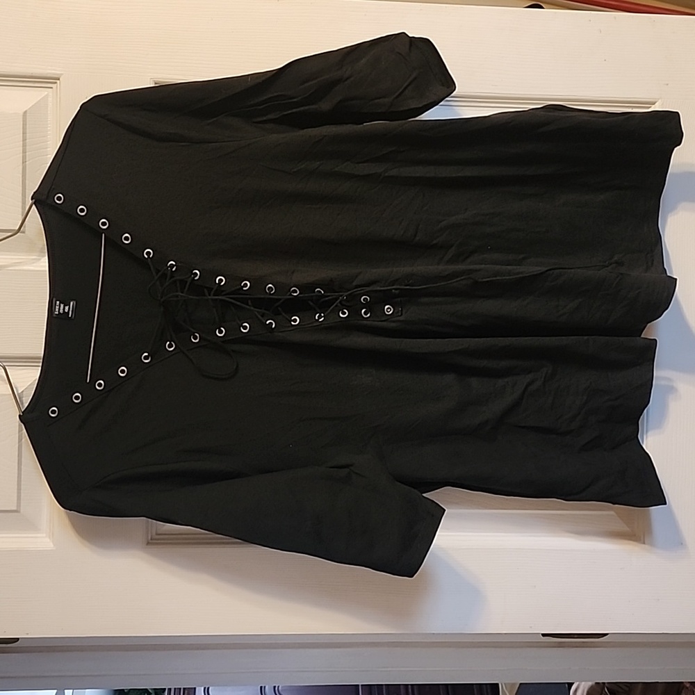 Shein black lace up top